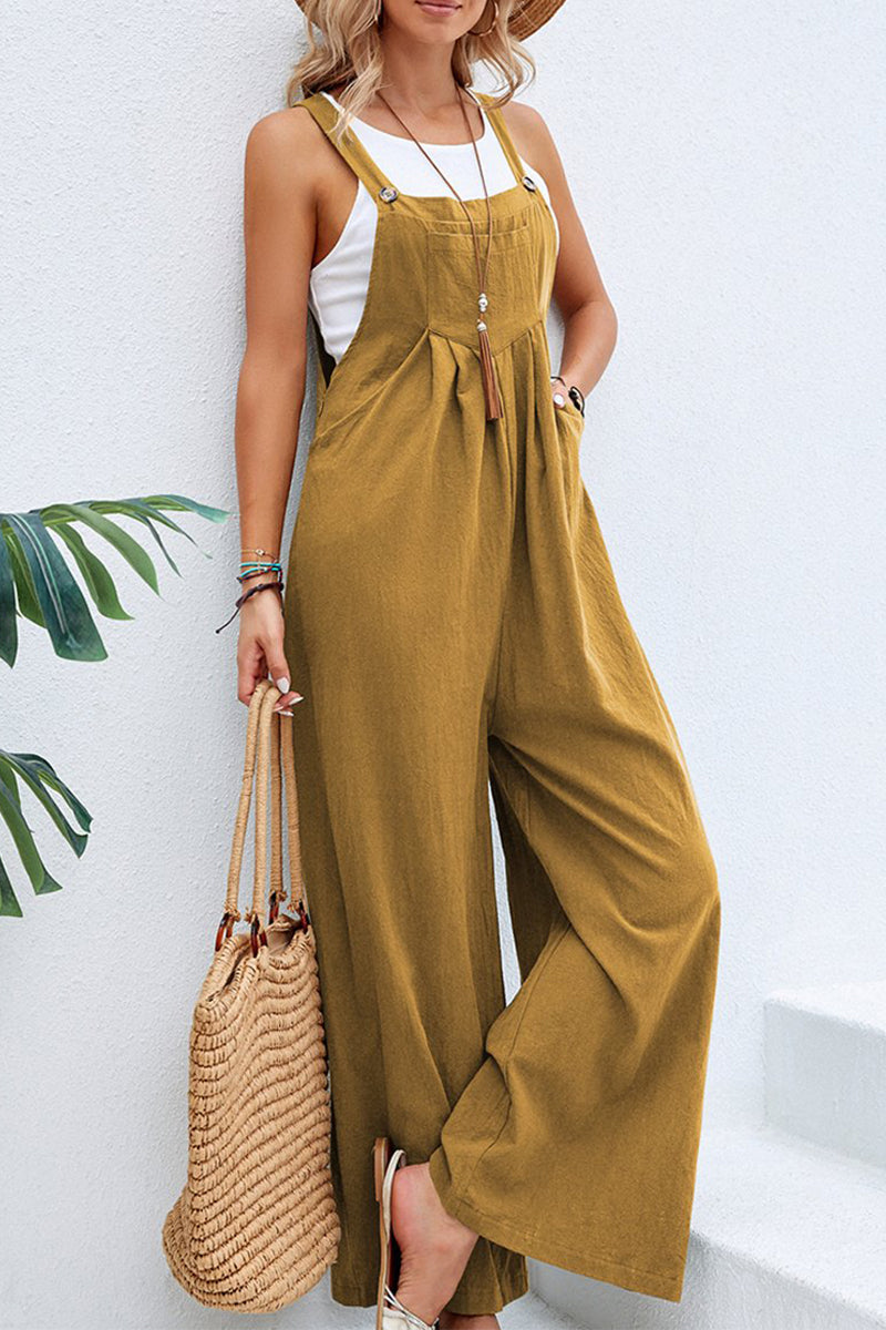 Women's spaghetti strap wide neck jumpsuit