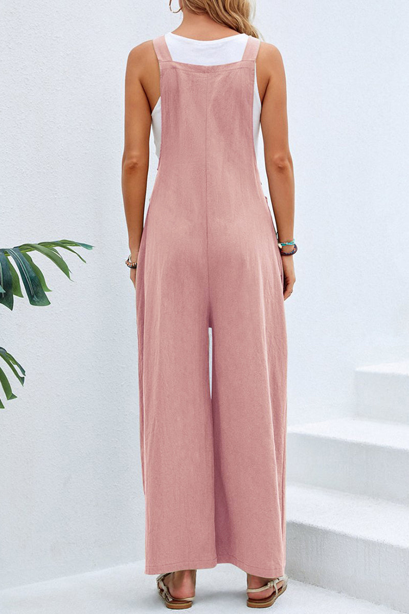 Women's spaghetti strap wide neck jumpsuit