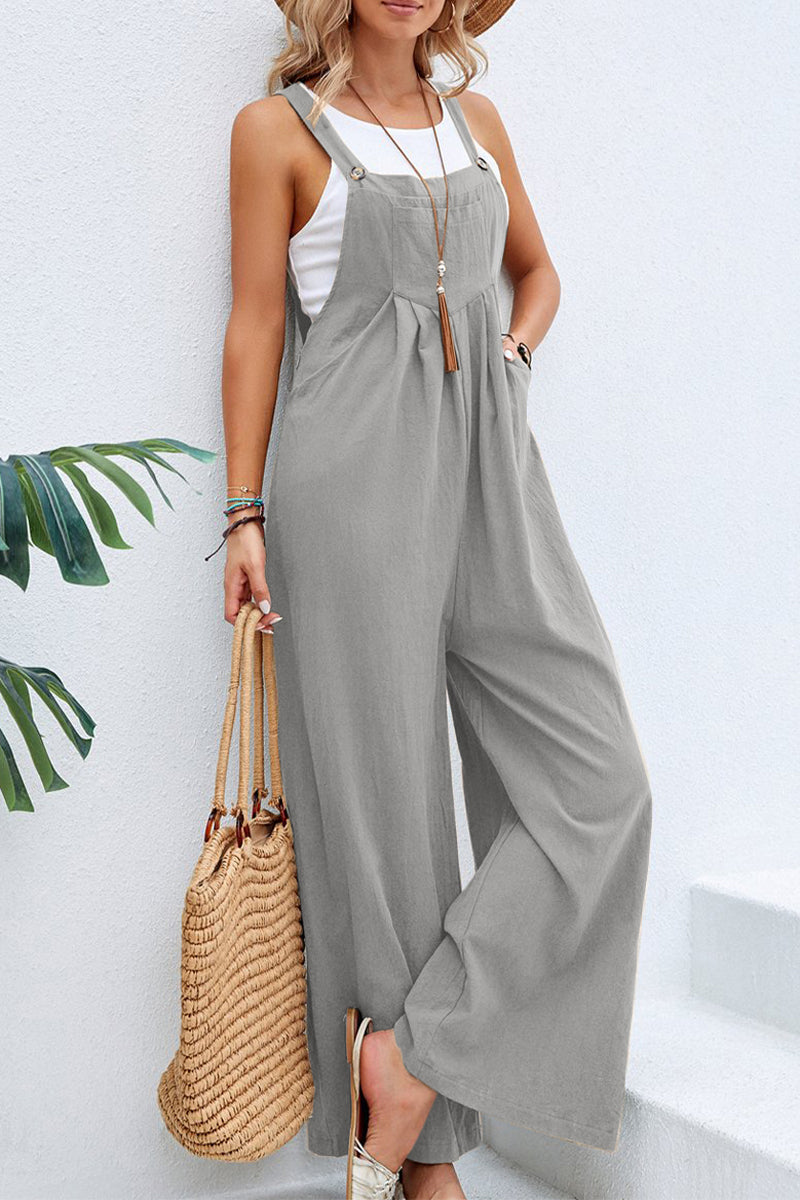 Women's spaghetti strap wide neck jumpsuit