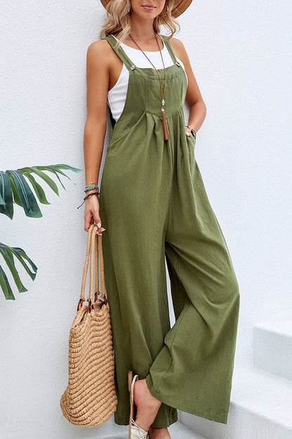 Women's spaghetti strap wide neck jumpsuit