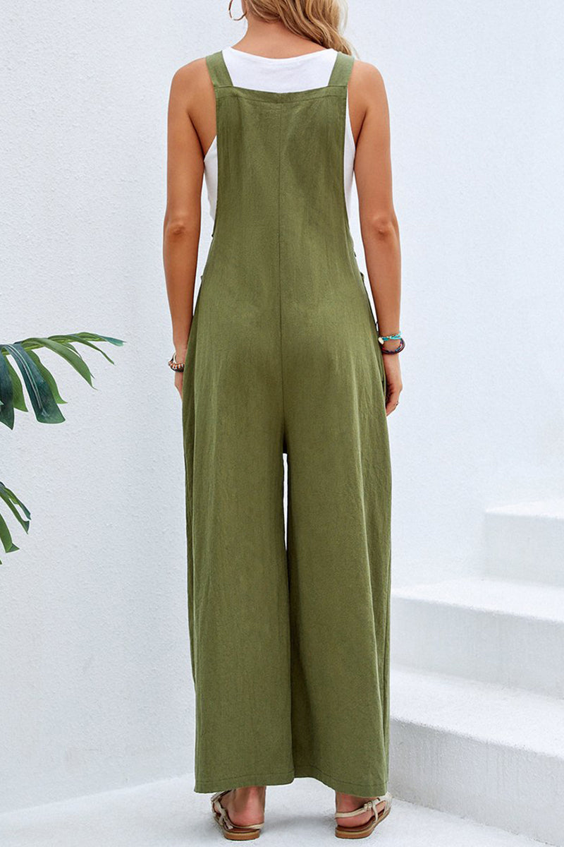 Women's spaghetti strap wide neck jumpsuit