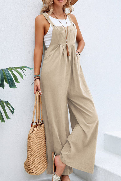 Women's spaghetti strap wide neck jumpsuit