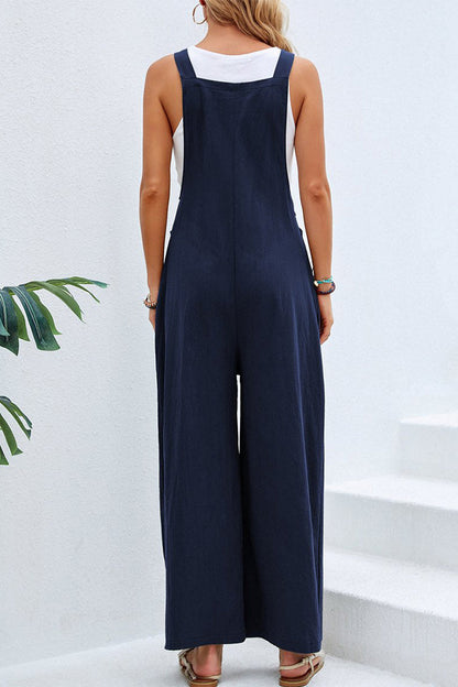 Women's spaghetti strap wide neck jumpsuit