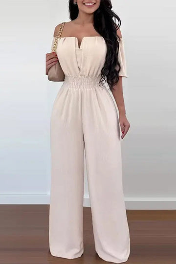 Penelope - Korte mouwen off-shoulder reguliere jumpsuit