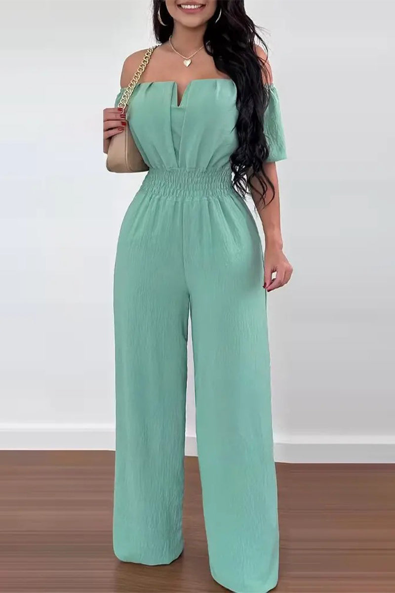 Penelope - Korte mouwen off-shoulder reguliere jumpsuit