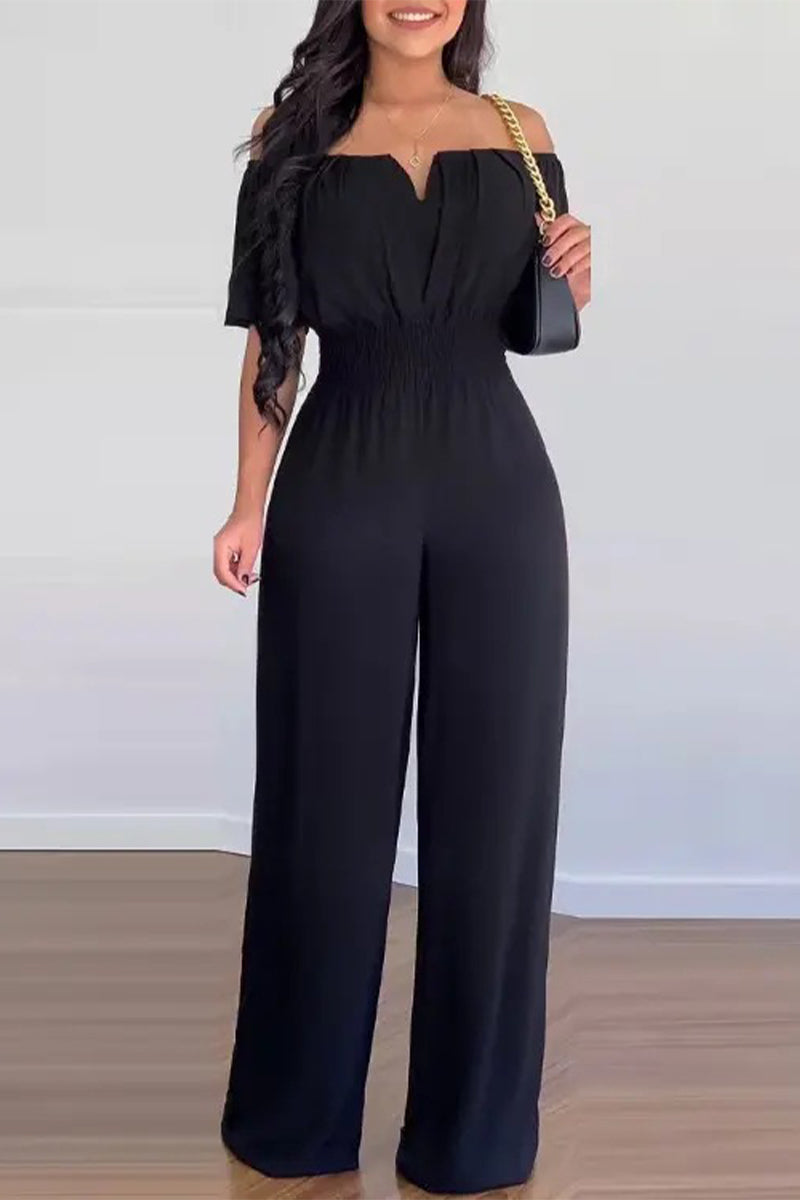 Women's short sleeve off-shoulder regular jumpsuit