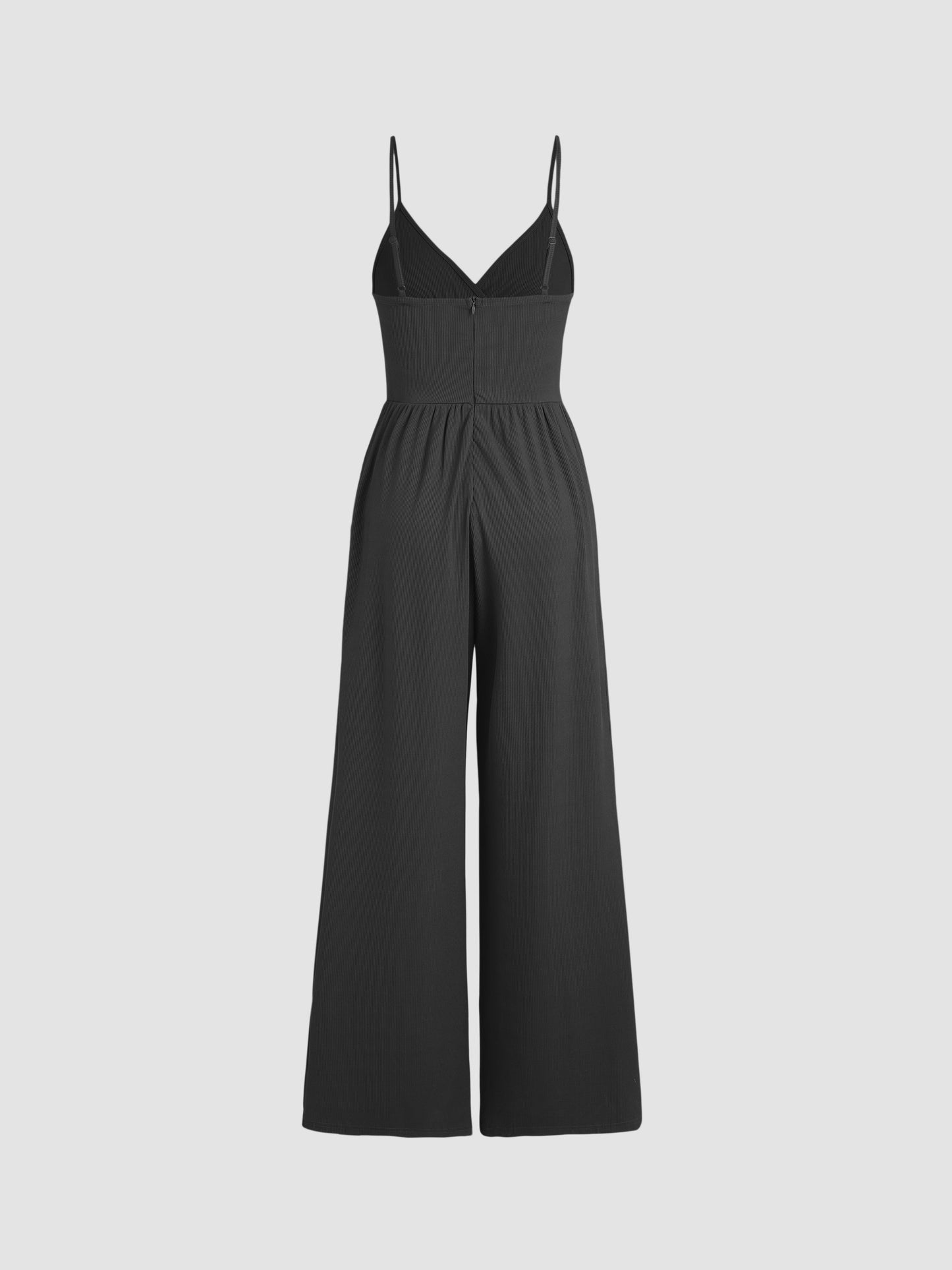 Women's Jumpsuit - Sleeveless V-Neck - Spaghetti Straps - Wide-Leg Full Length