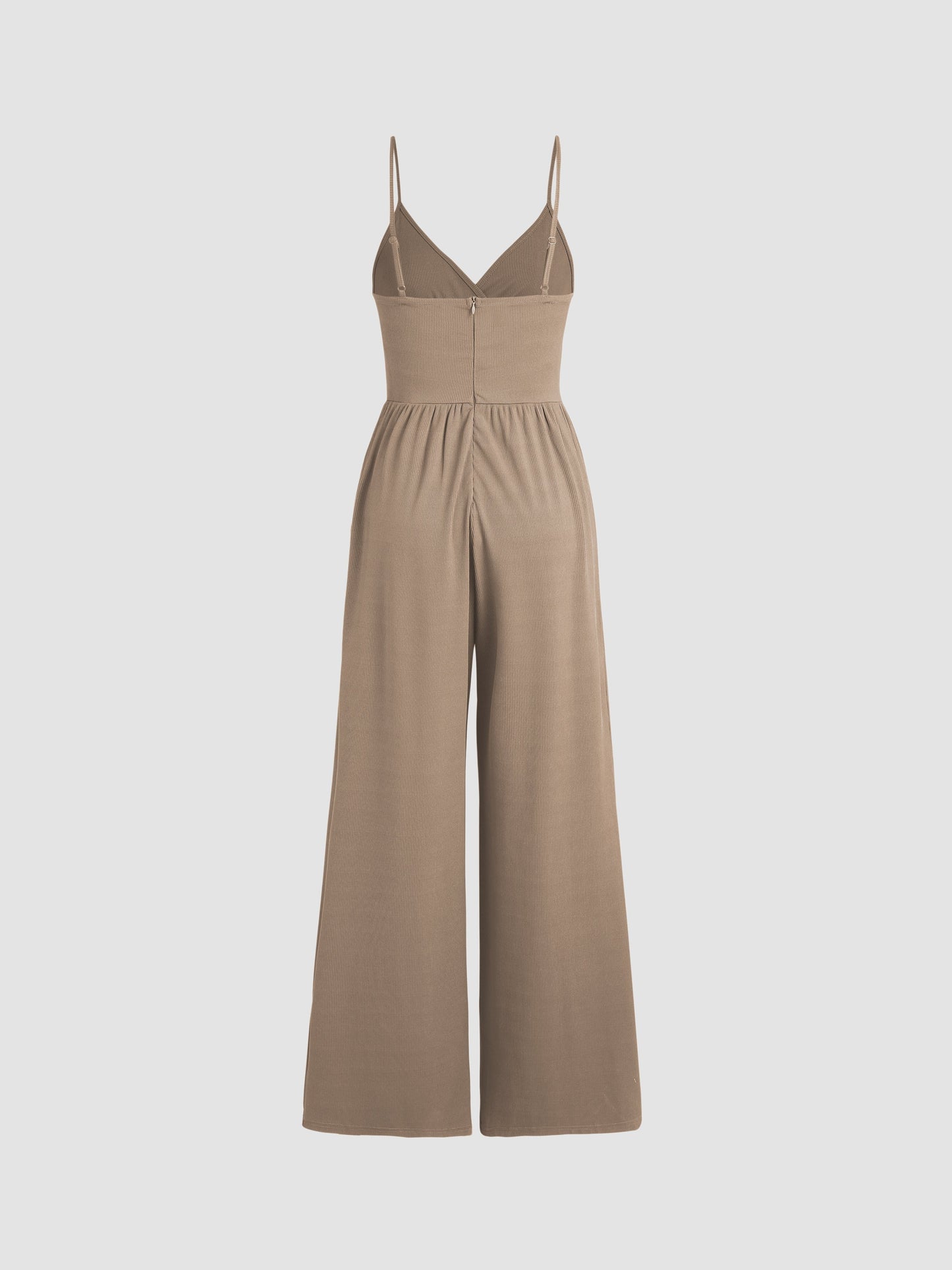 Women's Jumpsuit - Sleeveless V-Neck - Spaghetti Straps - Wide-Leg Full Length