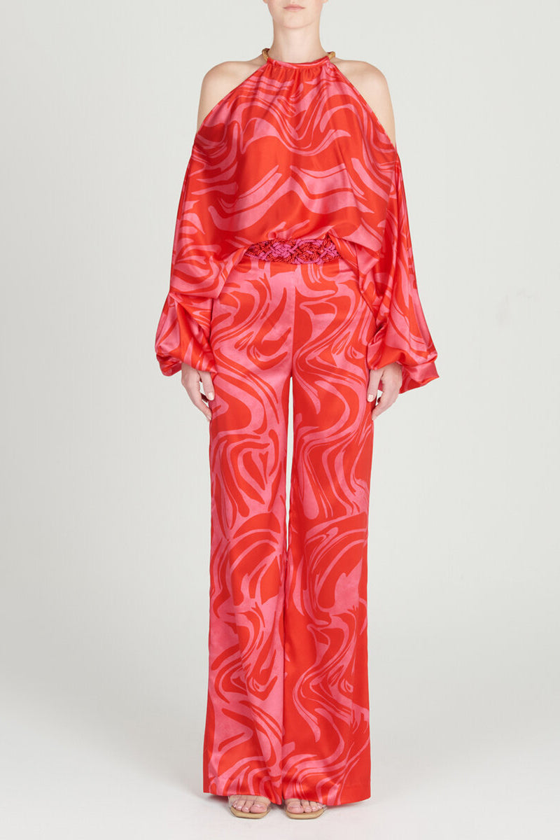 Women's Jumpsuit - Off-Shoulder - Long Sleeve - Cinched Waist - Wide-Leg Elegant Fit