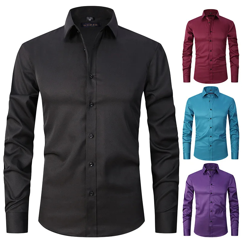 Men's slim fit shirt with long sleeves and button closure