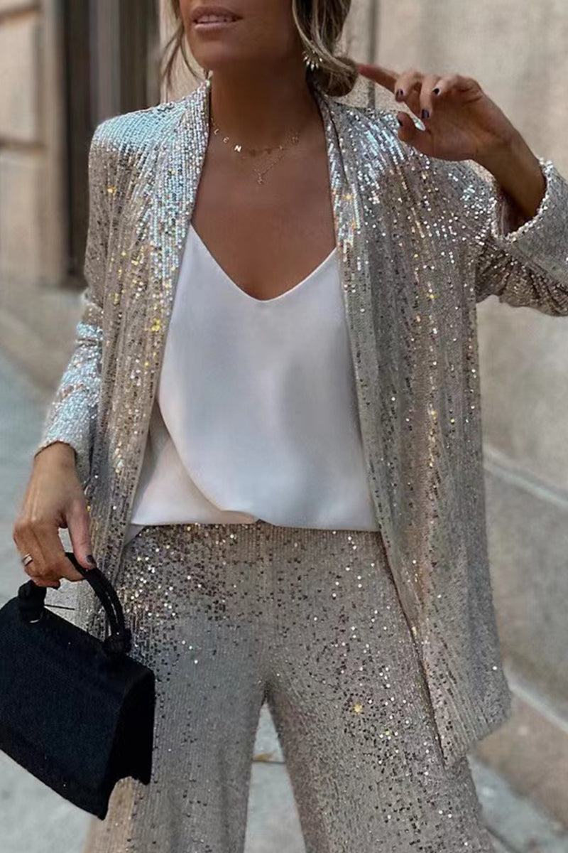 Women’s sequins long sleeve suit & pants set