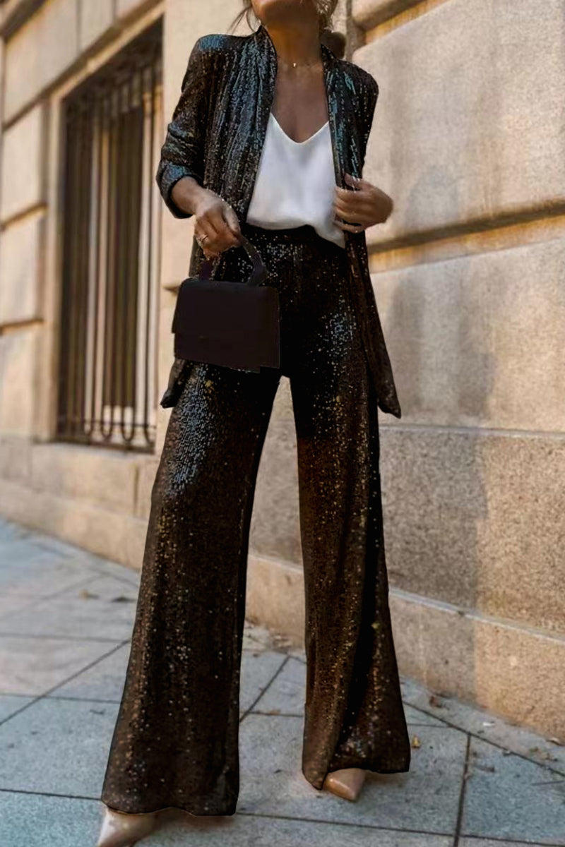 Women’s sequins long sleeve suit & pants set