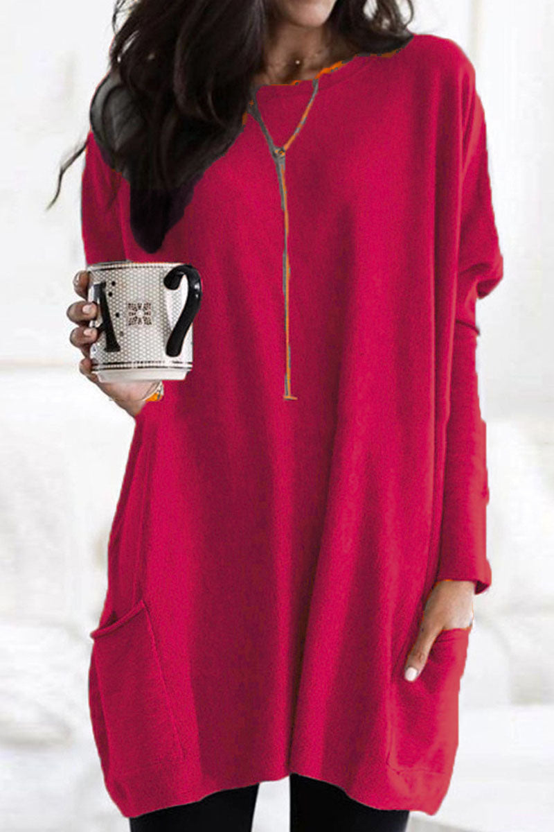 Women's Tunic Sweater - Long Sleeve Oversized Fit - Soft Knit with Pockets