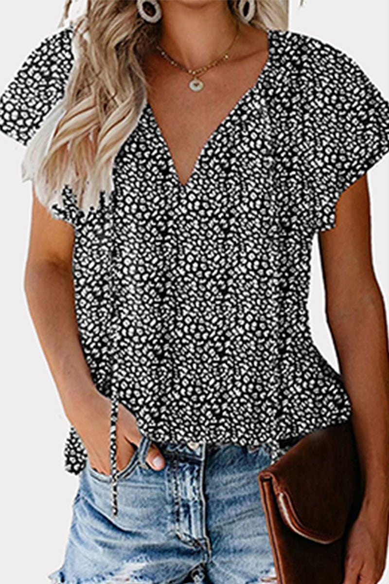 Megan - casual zomer v-hals gedrukte blouse