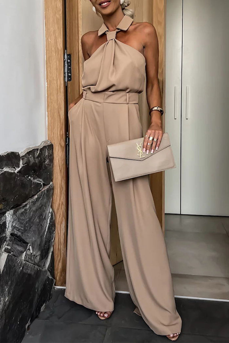 Sleek plain pocket jumpsuit for women