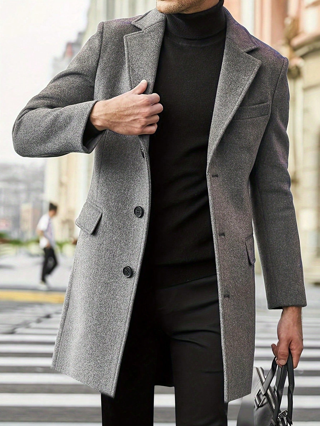 Men’s Coat – Tailored Fit – Notched Lapel – Knee Length – Single Breasted Formal Wear