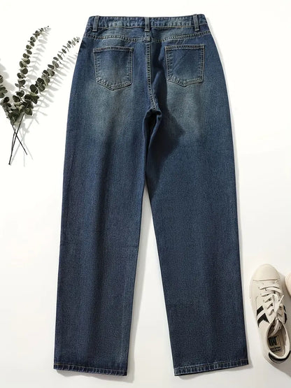 Women's high-waisted casual loose denim jeans