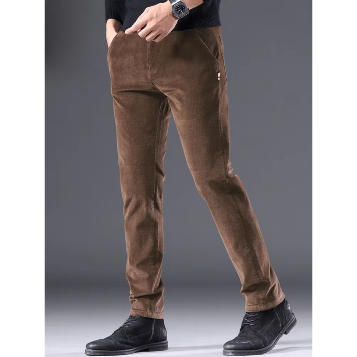 Men's corduroy pants with fleece lining and warm insulation