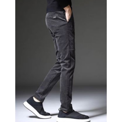 Men's thick corduroy pants with fleece lining and back pockets