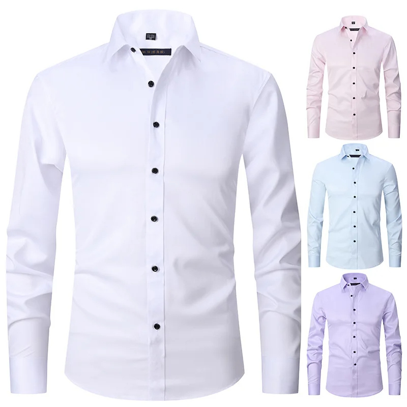 Men's slim fit shirt with long sleeves and button closure