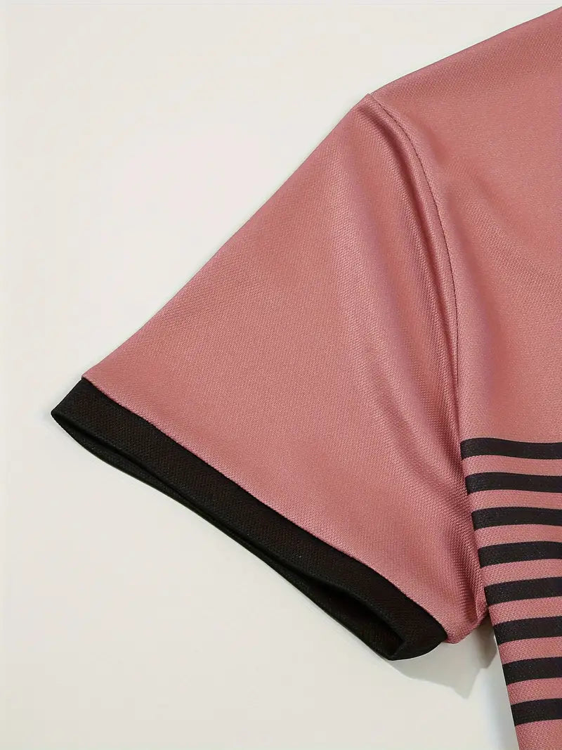 Men’s Polo Shirt - Slim Fit - Striped Design - Short Sleeve Casual Wear