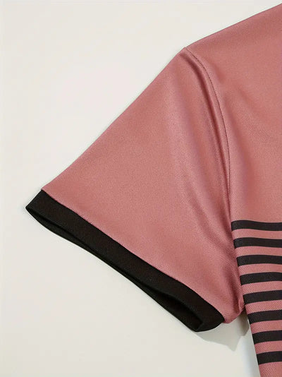Men’s Polo Shirt - Slim Fit - Striped Design - Short Sleeve Casual Wear