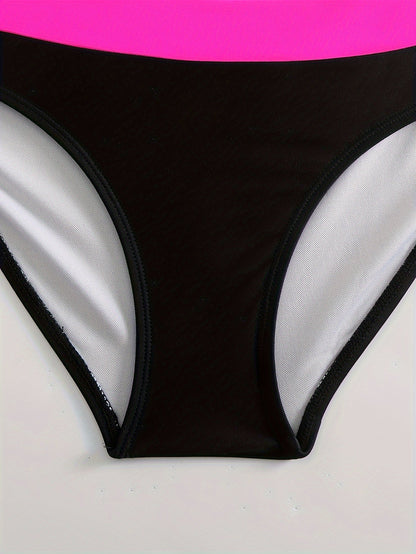 Women’s Bikini Set – V-Neck Top – Ruched Straps – High-Waisted – Stretch Fit