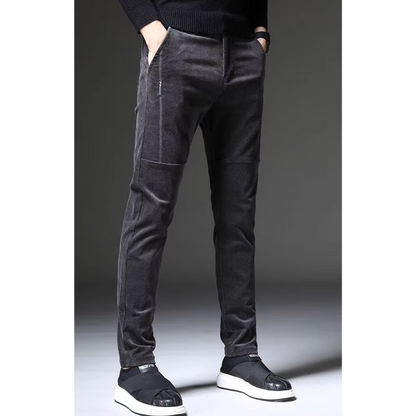 Men's thick corduroy pants with fleece lining and back pockets