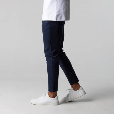 Men’s Slim-Fit Dress Trousers - Stretch Cotton - Flat Front - Business Casual