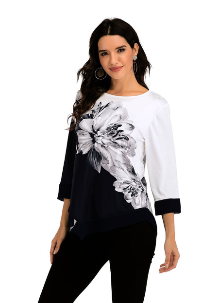 Women's Loose-Fit Blouse with Asymmetrical Hem