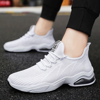Men’s Athletic Sneakers – Flyknit Upper – Air Cushion Sole – Lightweight Flexible Fit