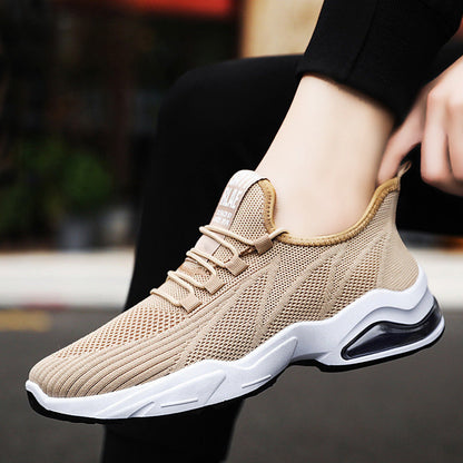 Men’s Athletic Sneakers – Flyknit Upper – Air Cushion Sole – Lightweight Flexible Fit