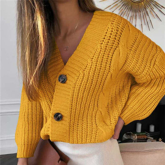 Women’s Sweater Cardigan – Oversized Fit – Wool Knit – Cable Stitch – Button Front