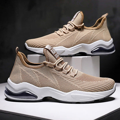 Men’s Athletic Sneakers – Flyknit Upper – Air Cushion Sole – Lightweight Flexible Fit