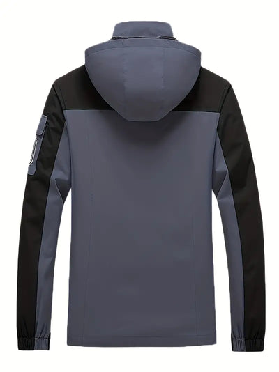 Men's Outdoor Jacket - Waterproof & Windproof - Hooded - Multi-Pocket - Full Zip