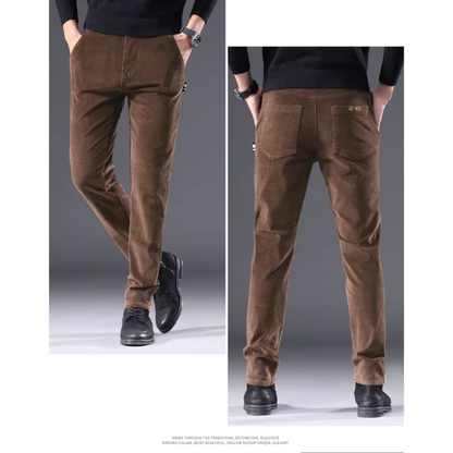 Men's corduroy pants with fleece lining and warm insulation