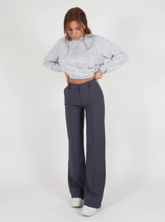 Women's Wide-Leg Trousers - High-Waisted - Tailored Fit - Smart Casual Wear