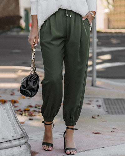 Women's Jogger Trousers - High Waist - Elasticated Cuffs - Adjustable Drawstring