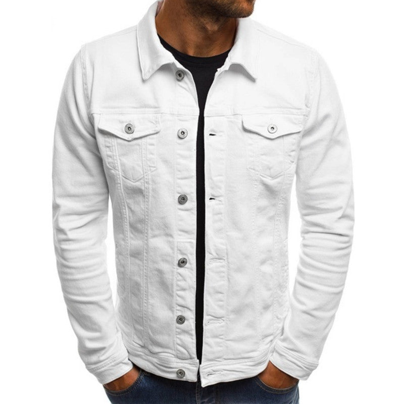 Men’s Denim Jacket – Regular Fit – Button-Up Front – Chest Pockets – Shirt Collar