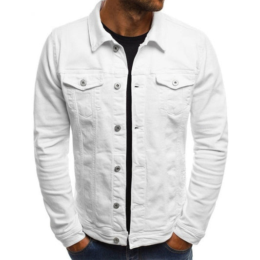 Men’s Denim Jacket – Regular Fit – Button-Up Front – Chest Pockets – Shirt Collar