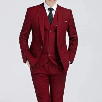 Men’s Three-Piece Suit – Slim Fit – Single-Breasted – Notch Lapel – Formal Wear