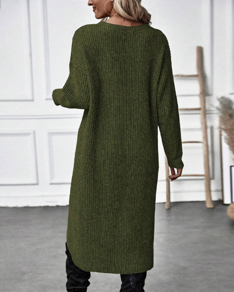 Solid Color Midi Dress in Soft Fabric for Everyday Wear