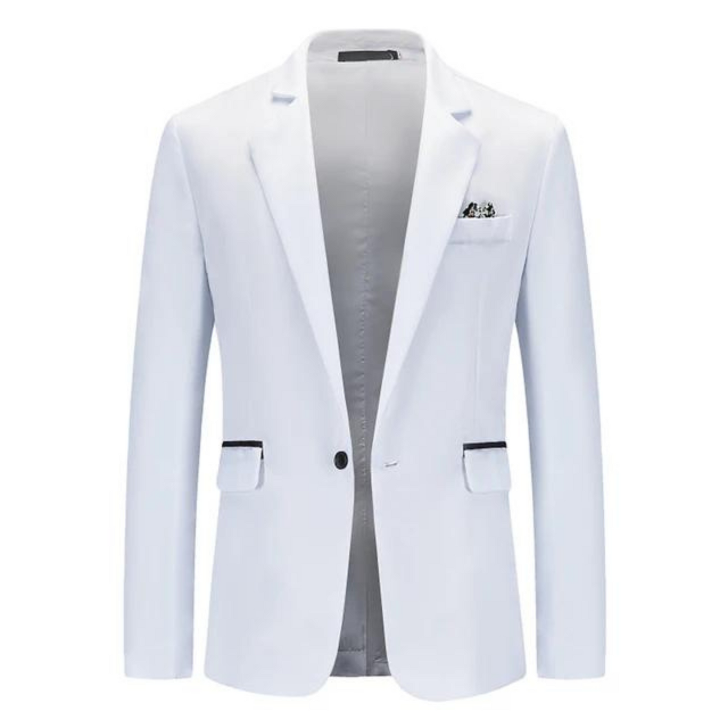 Men's Blazer – Tailored Slim Fit – Breathable Blend – Single Button – Flap Pockets