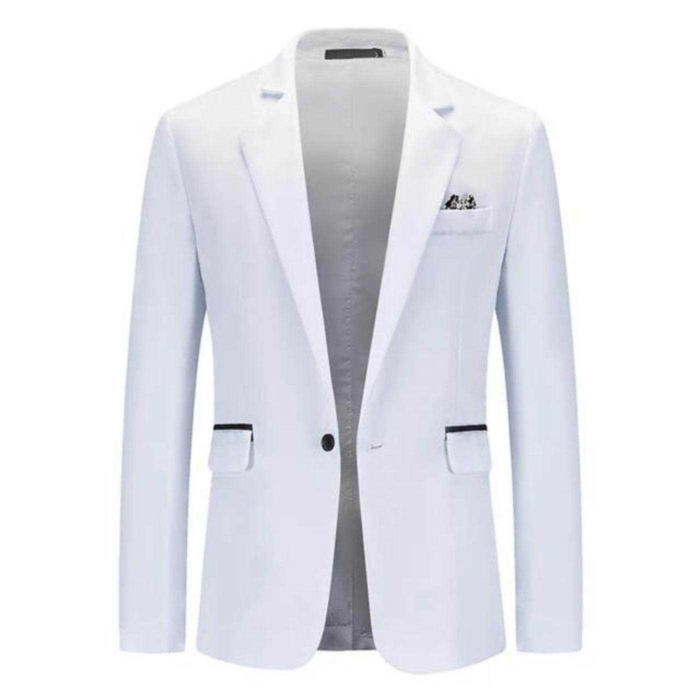 Men's Blazer – Tailored Slim Fit – Breathable Blend – Single Button – Flap Pockets