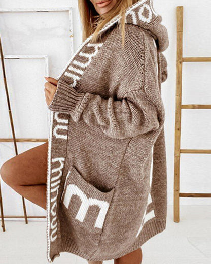 Women's stylish loose long hooded cardigan