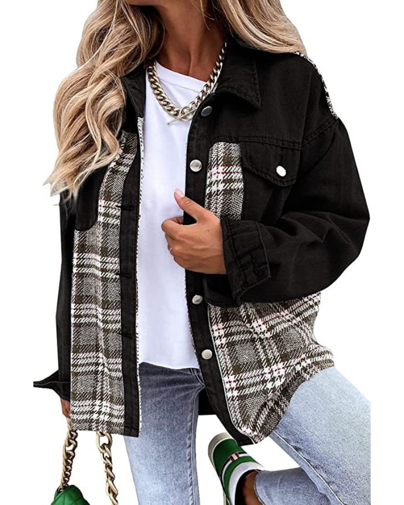 Women's casual plaid jacket