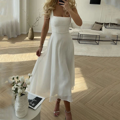 Women's Dress, Elegant Sleeveless Solid Color Dress