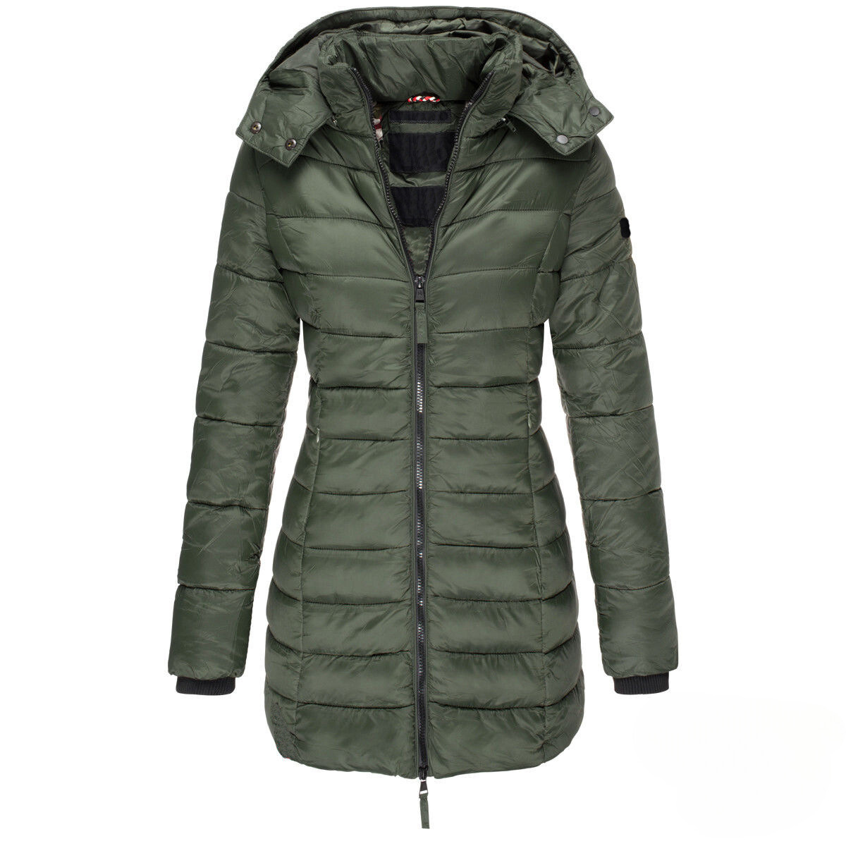 Women's fluffy insulated puffer jacket with removable hood