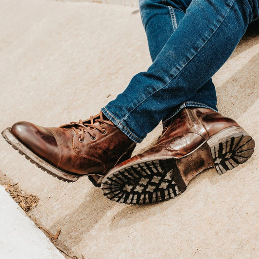 Men’s Ankle Boots – Leather Uppers – Rugged Sole – Lace-Up Structured Fit