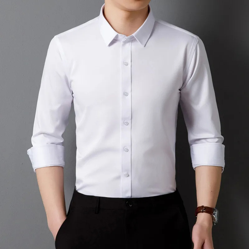 Men's slim fit formal shirt with long sleeves and button closure